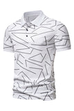 Polo homme à manches courtes imprimé motif blanc