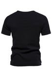 Boutons Été Manches Courtes Noir T-shirt décontracté pour hommes