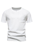 Chemise homme à manches courtes en coton blanc à col rond