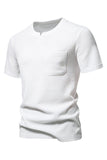 Chemise homme à manches courtes en coton blanc à col rond