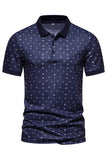 Polo homme à manches courtes imprimé à motif bleu foncé