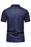 Polo homme à manches courtes imprimé à motif bleu foncé