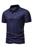 Polo homme à manches courtes imprimé à motif bleu foncé