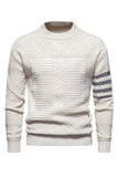 Pull torsadé col rond homme blanc