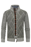 Manteau ample gris à col montant et fermeture éclair pour hommes