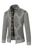 Manteau ample gris à col montant et fermeture éclair pour hommes