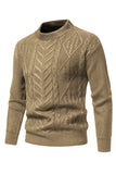 Pull en maille jacquard blanc à col rond pour homme