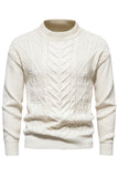 Pull en maille jacquard blanc à col rond pour homme