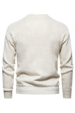 Pull en maille jacquard blanc à col rond pour homme