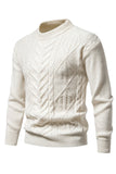 Pull en maille jacquard blanc à col rond pour homme