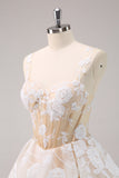 Bleu clair scintillant A ligne spaghetti bretelles Corset Longue robe de bal