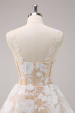 Robe de soirée Court corset floral trapèze blanche scintillante