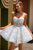 Corset trapèze blanc Robe De Cocktail fleurie de retour aux sources avec paillettes