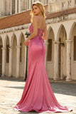 Sequins Sirène Corset transparent Coral Long Robe de bal avec fente