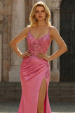 Sequins Sirène Corset transparent Coral Long Robe de bal avec fente