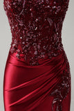 Robe de soirée sirène vert foncé à sequins avec fente