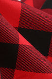 Robe trapèze à carreaux rouges et noirs à col en V des années 1950
