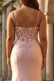 Corset rose à os transparent Corset à bretelles fines Corset en satin robe longue de bal grande taille