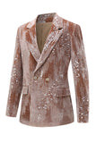 Velours rose poussiéreux scintillant à paillettes crantées 2 pièces Costumes