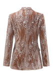 Velours rose poussiéreux scintillant à paillettes crantées 2 pièces Costumes