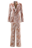 Velours rose poussiéreux scintillant à paillettes crantées 2 pièces Costumes