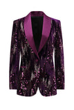 Blazer de bal à paillettes châle violet scintillant à paillettes