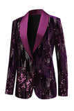 Blazer de bal à paillettes châle violet scintillant à paillettes