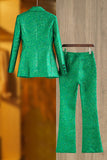 Costumes Femme Jacquard à revers en pointe verte