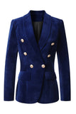 Blazer croisé bleu marine à revers pour femme