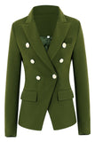 Blazer midi à revers vert armée pour femme