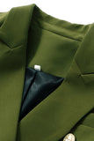 Blazer midi à revers vert armée pour femme