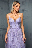 Violet clair Une ligne spaghetti bretelles Tulle Robe de bal