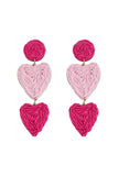 Boucles d’oreilles tressées en forme de cœur fuchsia à la mode