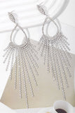 Boucles d’oreilles pendantes strass en argent scintillant