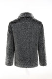 Gris foncé fausse fourrure col rond court hommes manteau