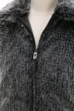 Gris foncé fausse fourrure col rond court hommes manteau