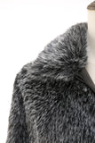 Gris foncé fausse fourrure col rond court hommes manteau