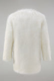 Manteau pour homme en fausse fourrure moelleuse blanche à manches longues