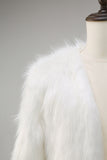 Manteau pour homme en fausse fourrure moelleuse blanche à manches longues