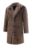Manteau long pour homme à revers cranté kaki et denté en fausse fourrure