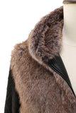 Manteau court en fausse fourrure marron moelleux pour homme avec capuche