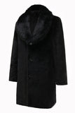 Manteau long d’hiver en fausse fourrure de luxe pour hommes noirs