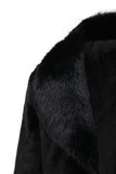 Manteau long d’hiver en fausse fourrure de luxe pour hommes noirs