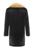 Noir Hommes Luxe Fausse Fourrure Manches Longues Vêtements D’hiver Longs Vêtements D’hiver