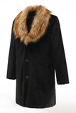 Noir Hommes Luxe Fausse Fourrure Manches Longues Vêtements D’hiver Longs Vêtements D’hiver