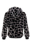 Manteau à capuche zippé en fausse fourrure léopard pour homme