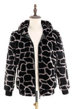 Manteau à capuche zippé en fausse fourrure léopard pour homme