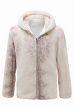 Manteau à capuche zippé en fausse fourrure ivoire pour homme