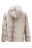Manteau à capuche zippé en fausse fourrure ivoire pour homme