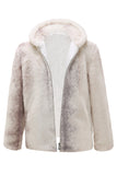 Manteau à capuche zippé en fausse fourrure ivoire pour homme
